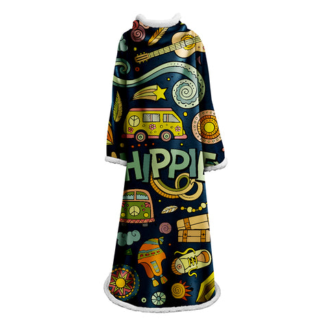 Image of 3D Digital Printed Blanket With Sleeves-Colorful Cartoon Blanket Robe