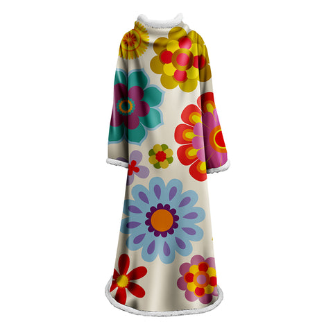 Image of 3D Digital Printed Blanket With Sleeves-Colorful Cartoon Blanket Robe