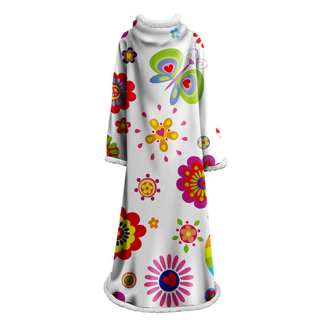 Image of 3D Digital Printed Blanket With Sleeves-Colorful Cartoon Blanket Robe