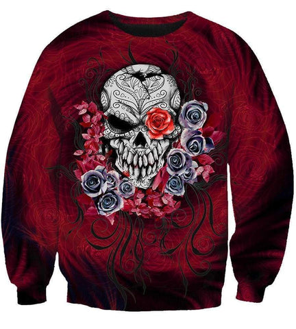 Image of Skull and Roses - 3D Hoodie, Zip-Up, Sweatshirt, T-Shirt