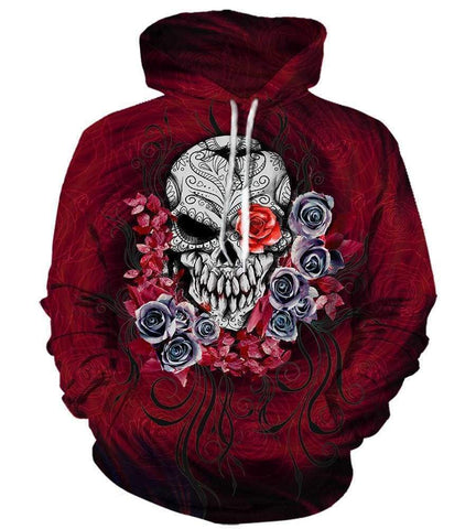 Image of Skull and Roses - 3D Hoodie, Zip-Up, Sweatshirt, T-Shirt