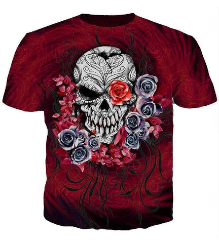 Image of Skull and Roses - 3D Hoodie, Zip-Up, Sweatshirt, T-Shirt