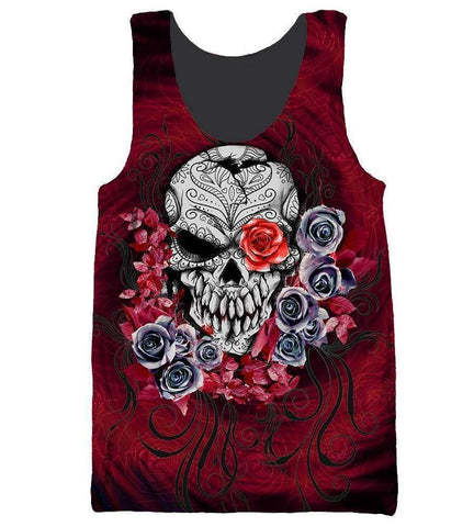 Image of Skull and Roses - 3D Hoodie, Zip-Up, Sweatshirt, T-Shirt