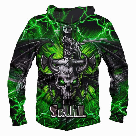 Image of Funny Skull Hoodies - Pullover Skull In The Green Hoodie