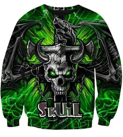 Image of Funny Skull Hoodies - Pullover Skull In The Green Hoodie