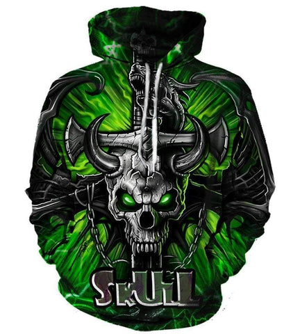 Image of Funny Skull Hoodies - Pullover Skull In The Green Hoodie