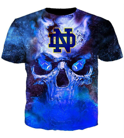 Image of Funny Skull Notre Dame Irish Hoodies - Pullover Fighting Blue Hoodie