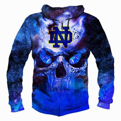 Image of Funny Skull Notre Dame Irish Hoodies - Pullover Fighting Blue Hoodie