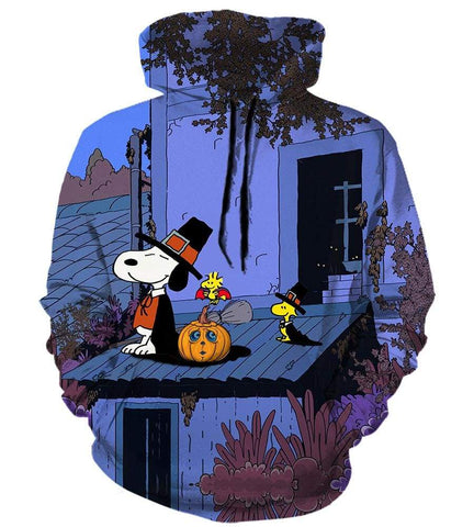 Image of Halloween Snoopy Hoodies - Pullover Blue Hoodie