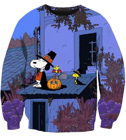 Image of Halloween Snoopy Hoodies - Pullover Blue Hoodie
