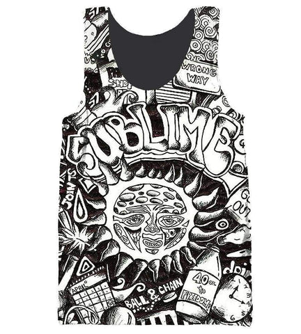 Image of Funny Sublime Hoodies - Black And White The Sun Shines Zip Up Hoodie