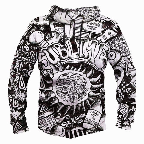 Image of Funny Sublime Sweatshirts - Black And White The Sun Shines Sweatshirt