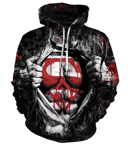 Image of DC Comics Superman Hoodies - Pullover Black Hoodie