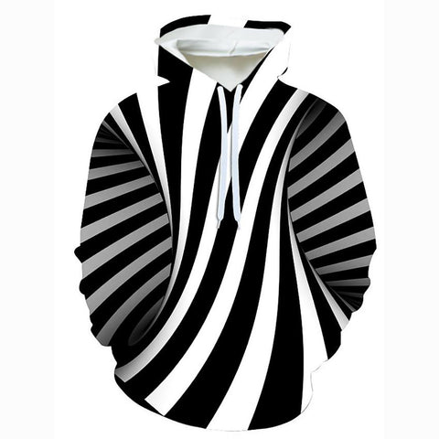 Image of Men's Striped Geometric 3D Hooded Sports Outdoors Hoodie