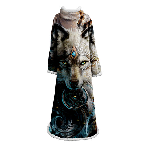 Image of Wolves Blanket With Sleeves-3D Digital Printed Animal Blanket Robe