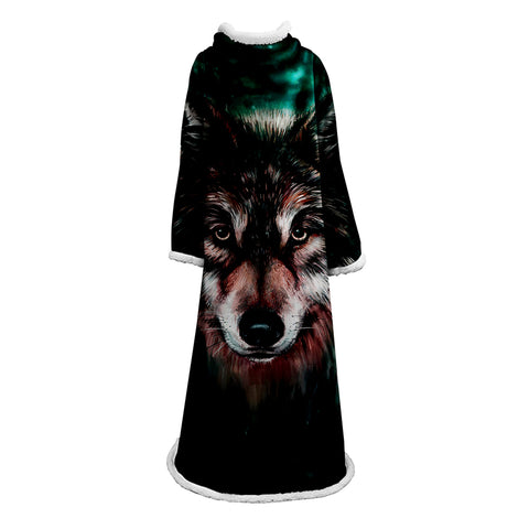 Image of Wolves Blanket With Sleeves-3D Digital Printed Animal Blanket Robe