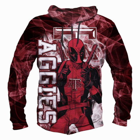Image of Deadpool Texas A&M Aggies Hoodies - Pullover Deep Red Hoodie