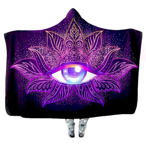 Image of Third Eye Hooded Blanket - Open Eyes Purple Blanket