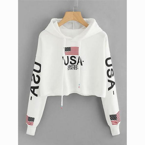 Image of Women's White Basic Crop Top Hoodie