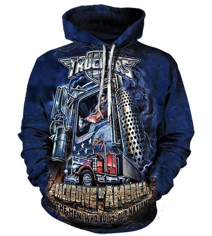 Image of Funny Truck Driver Hoodies - Pullover Blue Hoodie