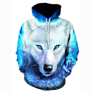 3D Printed Wolf Hoodie - Hooded Basic Pullover
