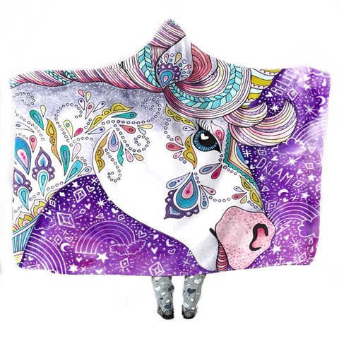 Image of Miracle Unicorn Hooded Blanket - Cut White Blanket