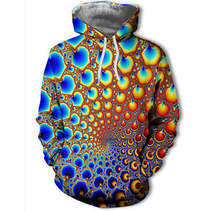 Men's Hoodie Geometric 3D Printed Rainbow Hooded Casual Pullover Hoodie