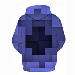 Men's Geometric Graphic 3D Print Casual Blue Hoodie