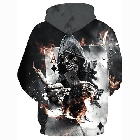 Image of 3D Printed Skull Hoodie - Hooded Long Sleeve Loose Pullover