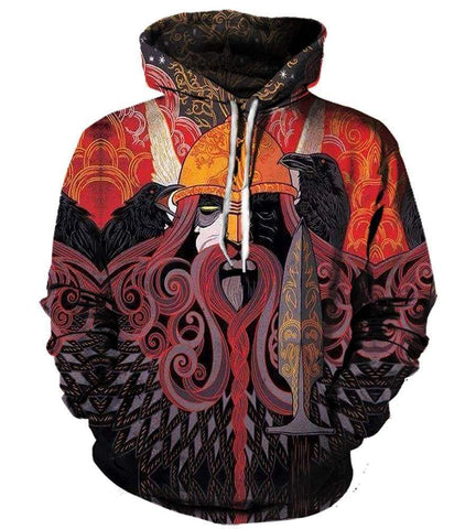 Image of Funny Vikings Eye Hoodies - Pullover Red D Hoodie