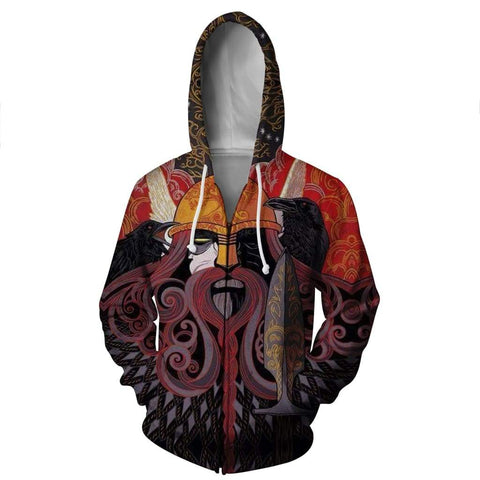 Image of Funny Vikings Eye Hoodies - Pullover Red D Hoodie