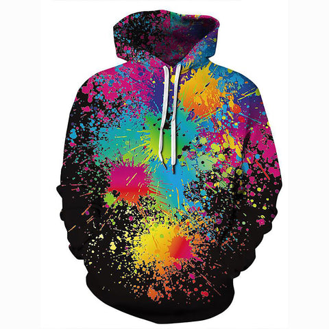 Image of 3D Printed Tie Dye Rainbow Art Hoodie - Hooded Casual Basic Club Pullover