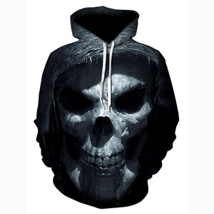 3D Printed Skull Geometric Hooded Casual Pullover Hoodie