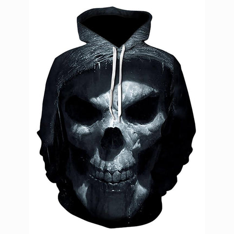 Image of 3D Printed Skull Geometric Hooded Casual Pullover Hoodie