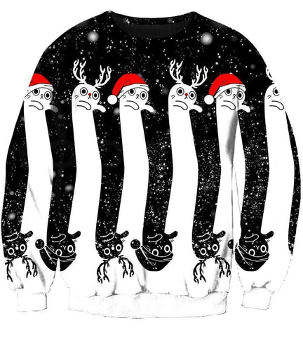 Image of Winter Christmas Deer Hoodies - Pullover Black Hoodie