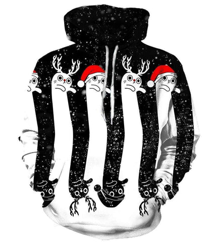 Image of Winter Christmas Deer Hoodies - Pullover Black Hoodie