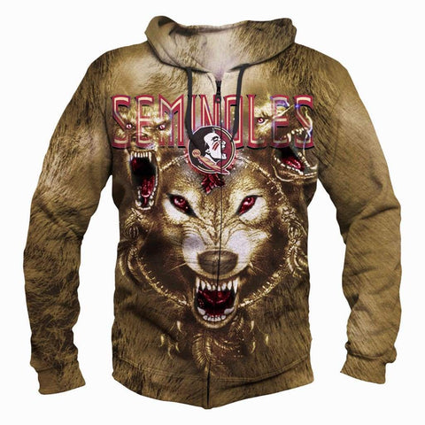 Image of Wolf Florida State Seminoles Hoodies - Pullover Black Hoodie