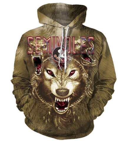 Image of Wolf Florida State Seminoles Hoodies - Pullover Black Hoodie