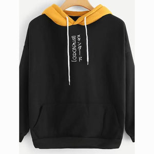 Women's Japanese Letter Basic Loose Hoodie