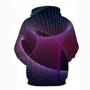 Men's Geometric 3D Print Graphic Stripes Ripples Purple Hoodie