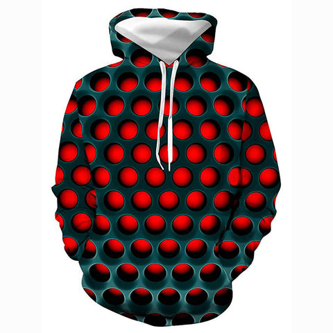 3D Geometric Color Block Printed Hooded Basic Pullover - Casual Hoodie