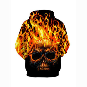 3D Printed Skull Hoodie - Hooded Basic Yellow Pullover