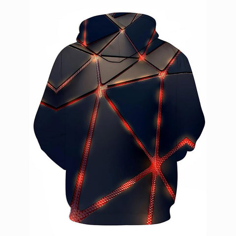 Image of 3D Printed Black Geometric Hoodie