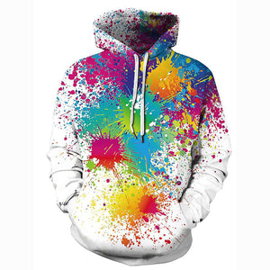 3D Printed Tie Dye Rainbow Art Hoodie - Hooded Casual Basic Club Pullover