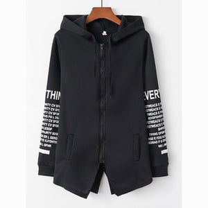 Women's Letter Basic Zip Up Hoodie