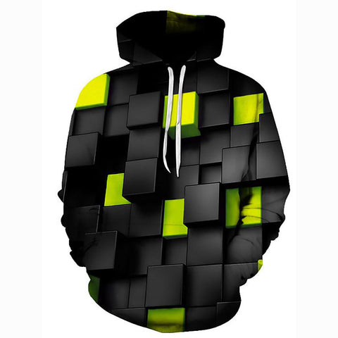 Image of 3D Printed Color Block Hoodie - Hooded Basic Pullover