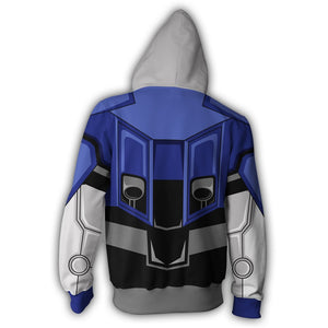 Gundam 00 Raiser Hoodies - Zip Up Mobile Suit Blue Cosplay Hoodie